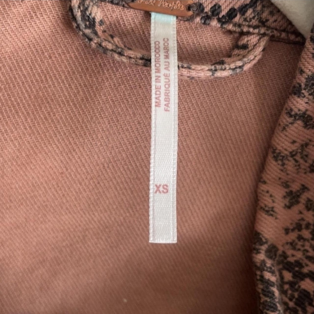 Free People Black and Brown Snake Print Jean Jacket - Picture 3 of 6